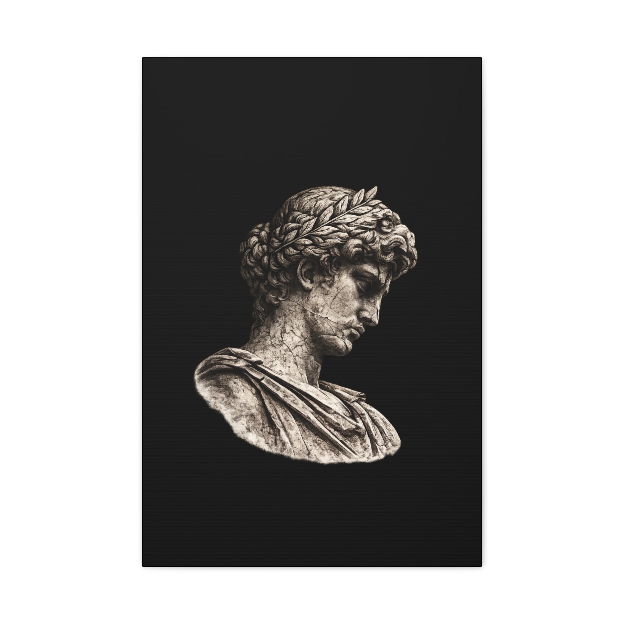 Classical Roman Bust Matte Canvas Wall Art — Stretched Gallery Canvas - Sculpted Heritage