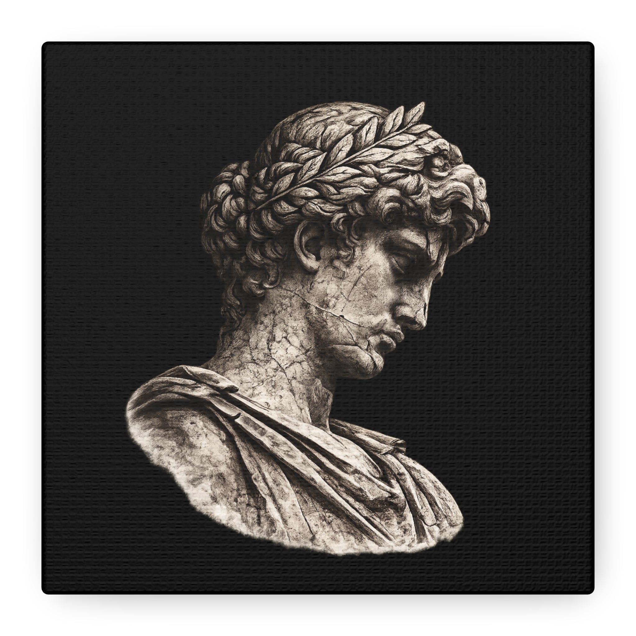 Classical Roman Bust Matte Canvas Wall Art — Stretched Gallery Canvas - Sculpted Heritage
