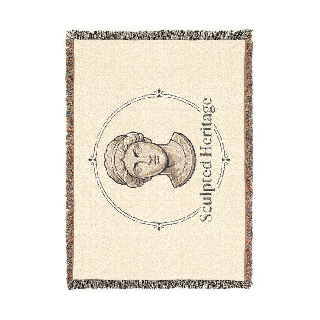 Sculpted Heritage Woven Blanket — Classical Bust Throw Blanket - Sculpted Heritage