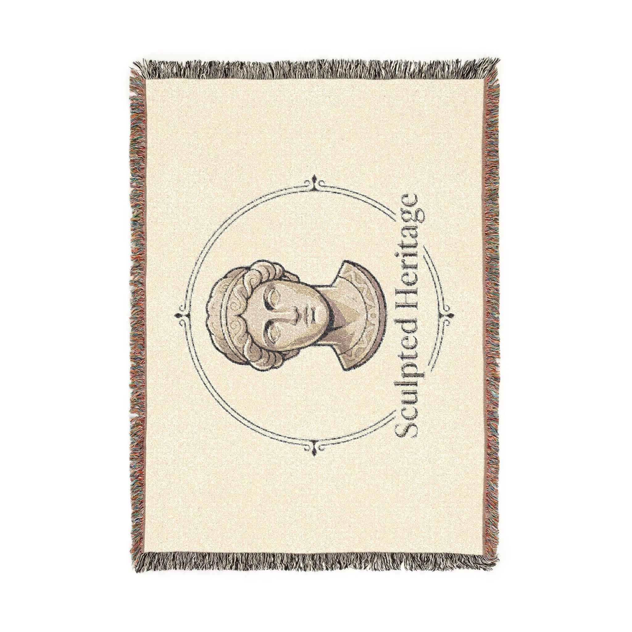 Sculpted Heritage Woven Blanket — Classical Bust Throw Blanket - Sculpted Heritage