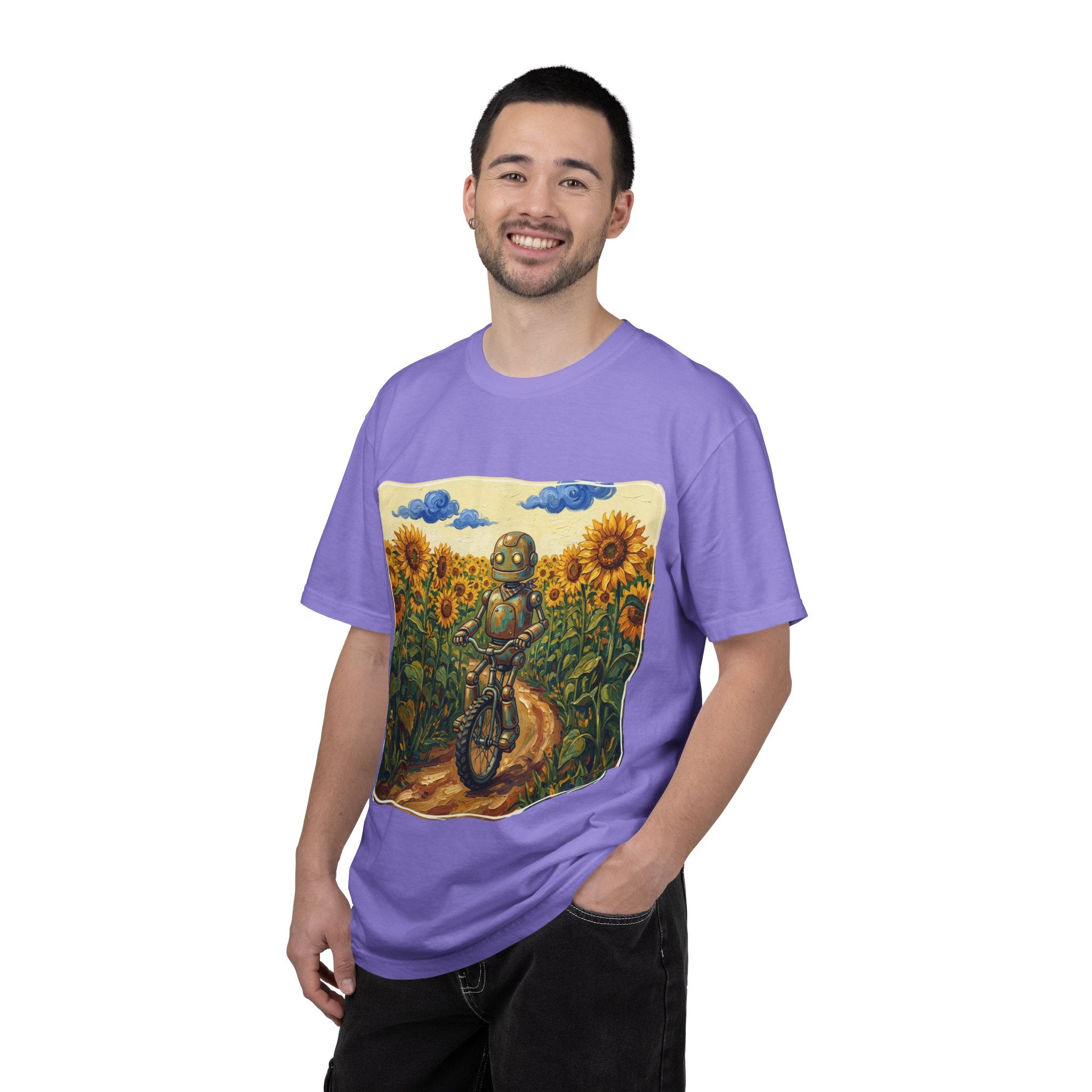 Sunflower Path Robot Biker T-Shirt - Sculpted Heritage