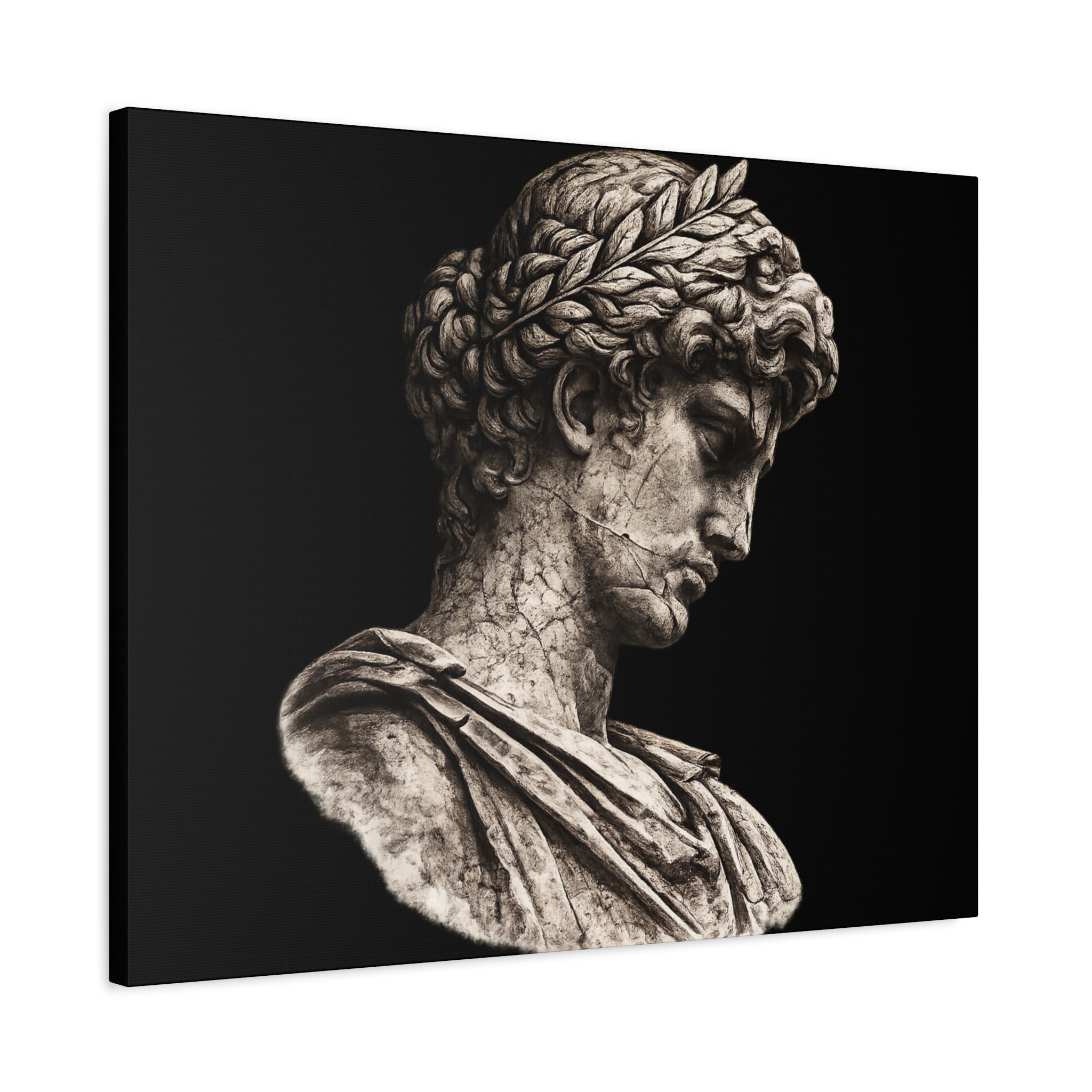 Classical Roman Bust Matte Canvas Wall Art — Stretched Gallery Canvas - Sculpted Heritage