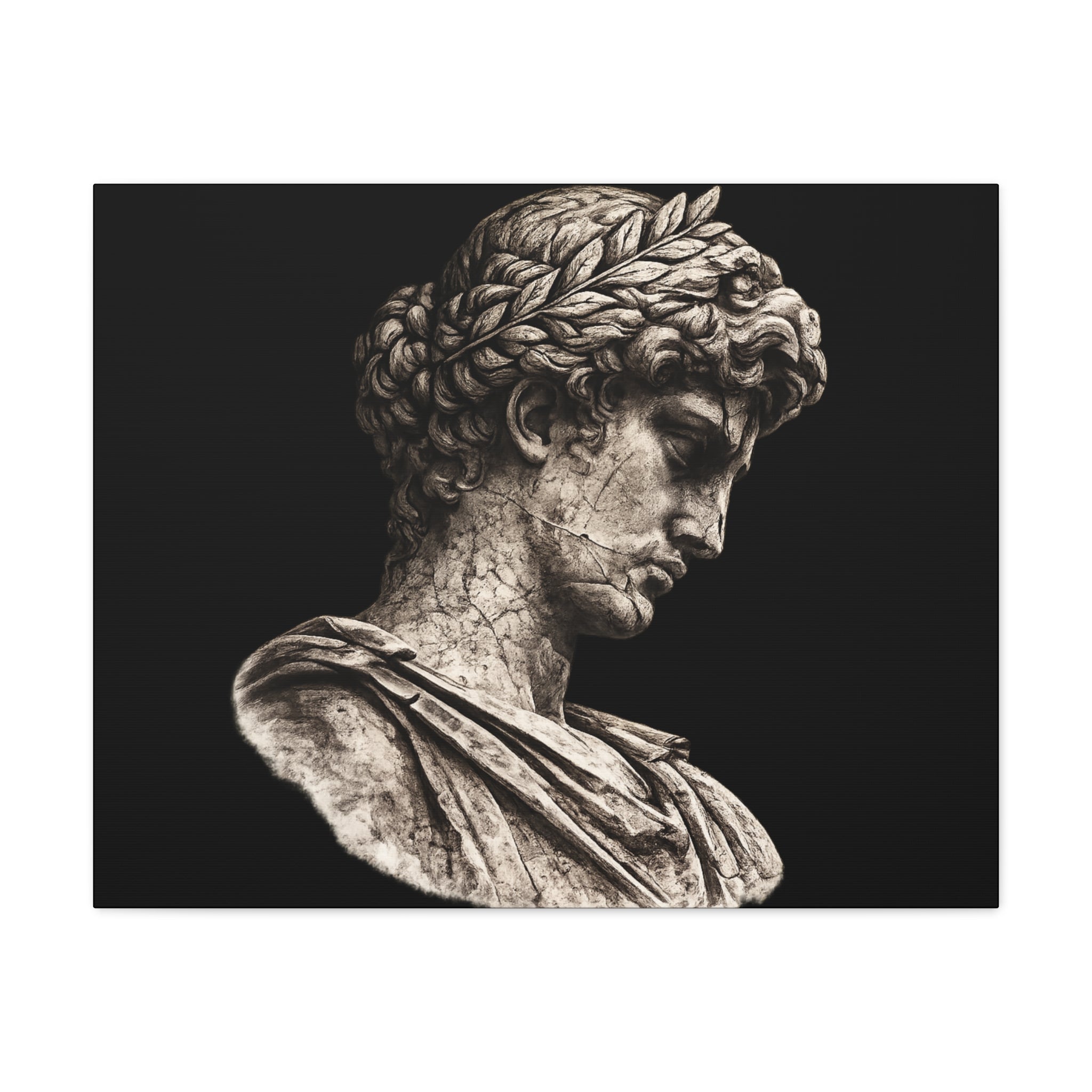 Classical Roman Bust Matte Canvas Wall Art — Stretched Gallery Canvas - Sculpted Heritage