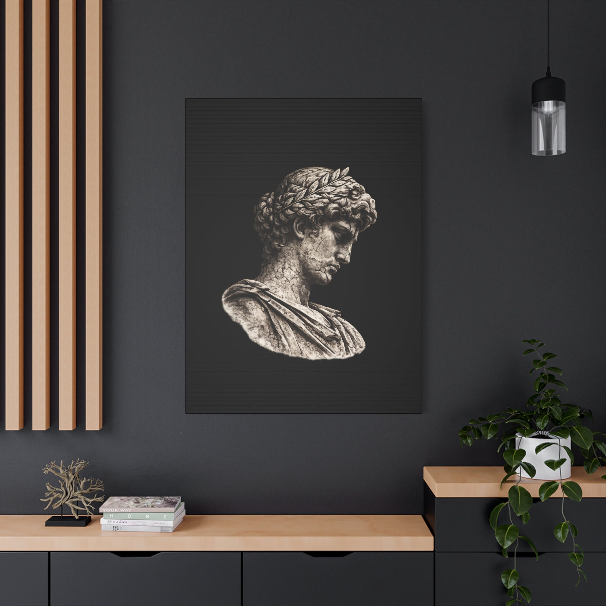 Classical Roman Bust Matte Canvas Wall Art — Stretched Gallery Canvas - Sculpted Heritage