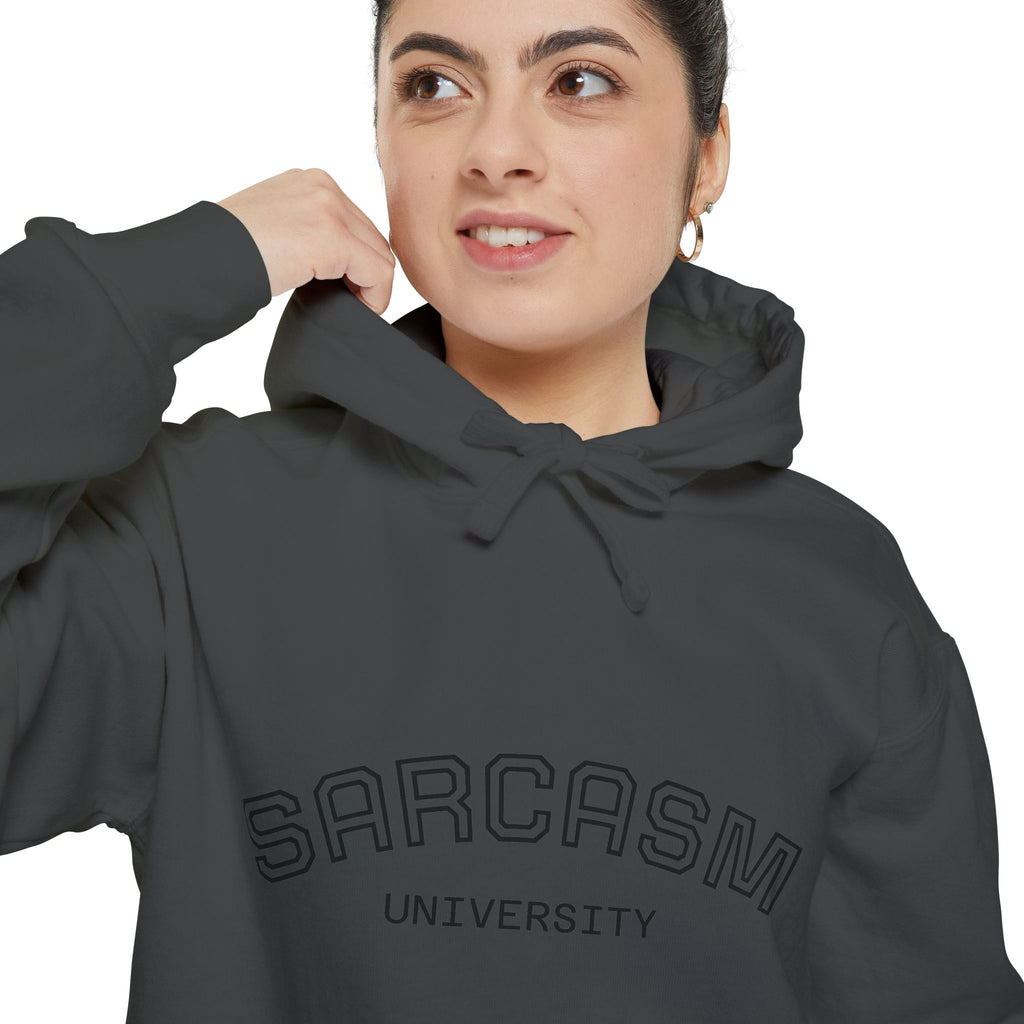 Sarcasm University Hoodie — Funny Collegiate Pullover - Sculpted Heritage
