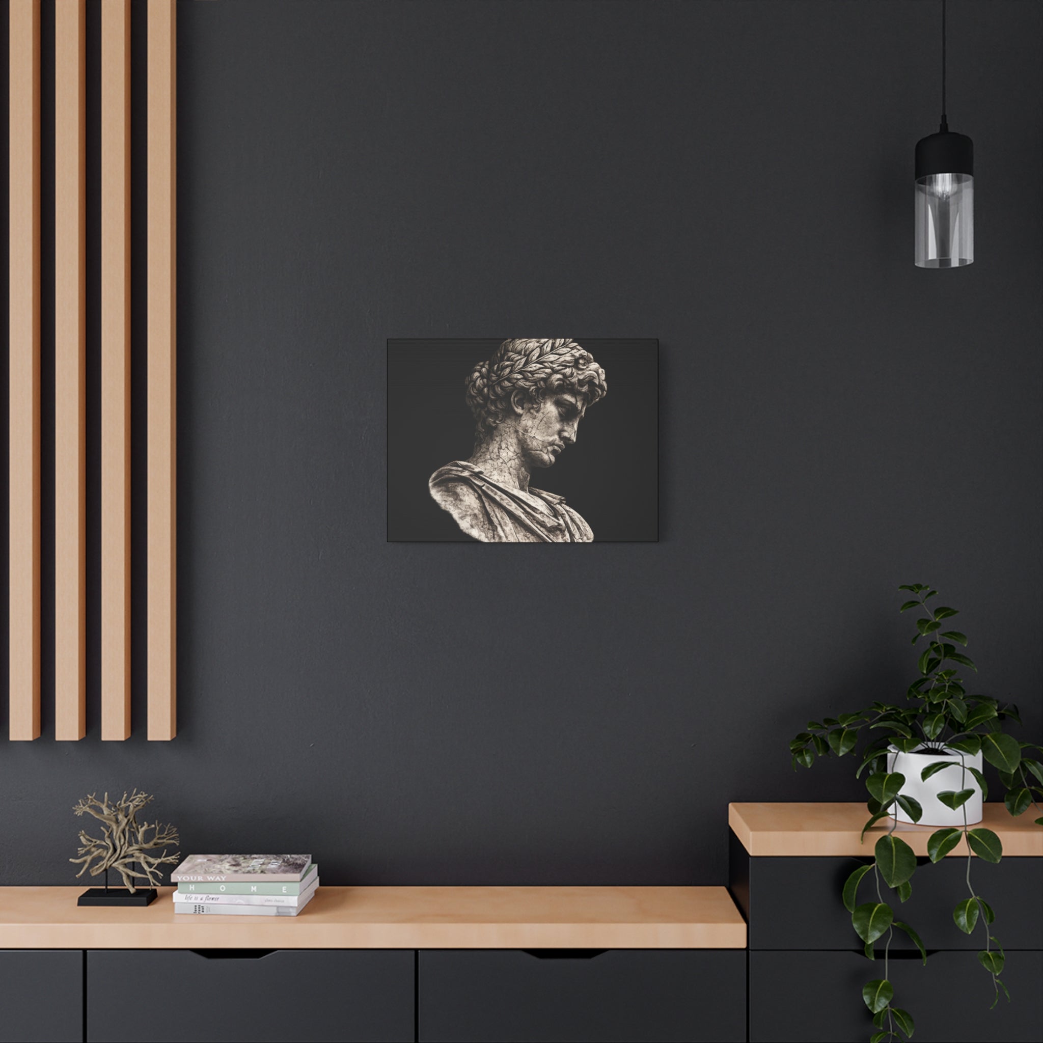 Classical Roman Bust Matte Canvas Wall Art — Stretched Gallery Canvas - Sculpted Heritage