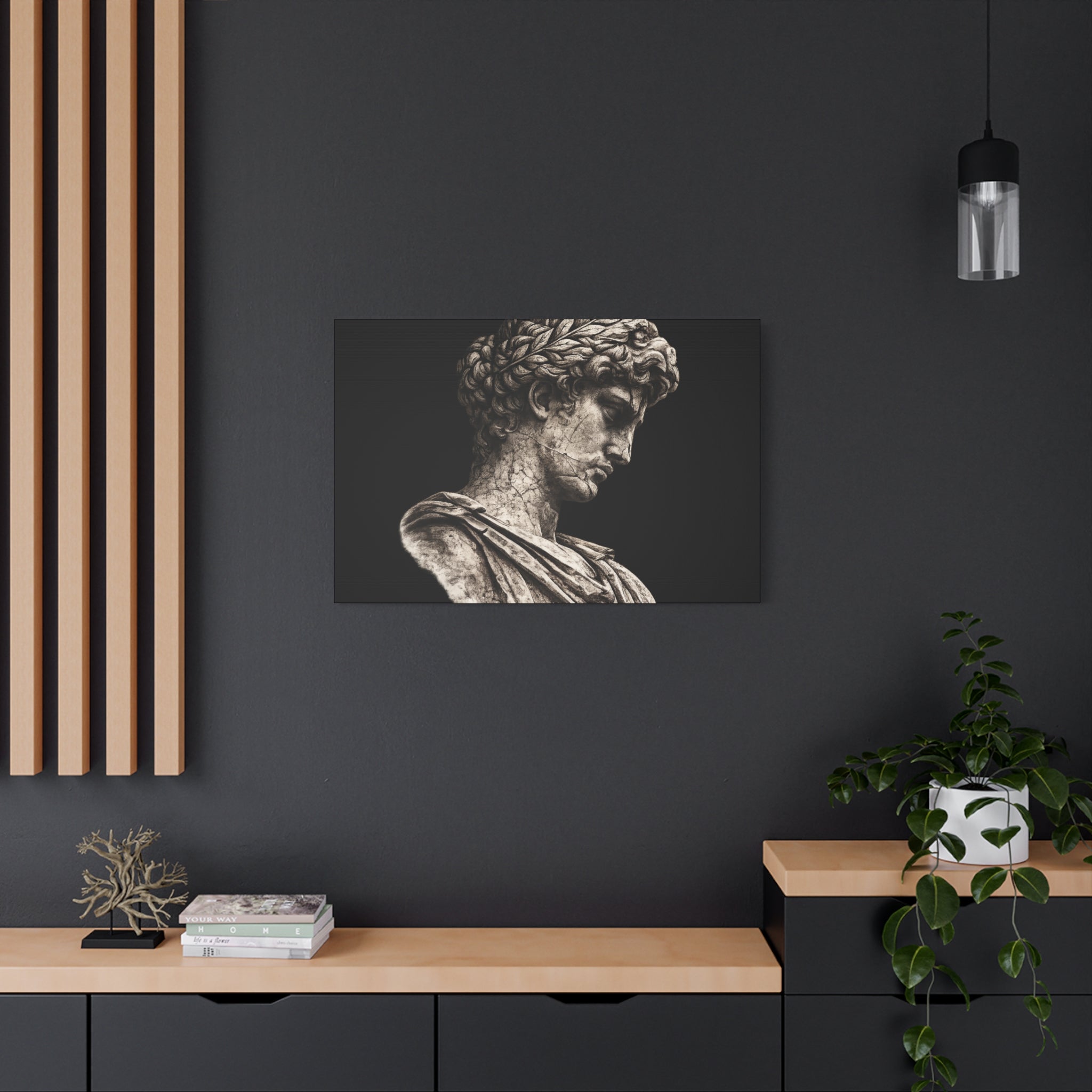 Classical Roman Bust Matte Canvas Wall Art — Stretched Gallery Canvas - Sculpted Heritage
