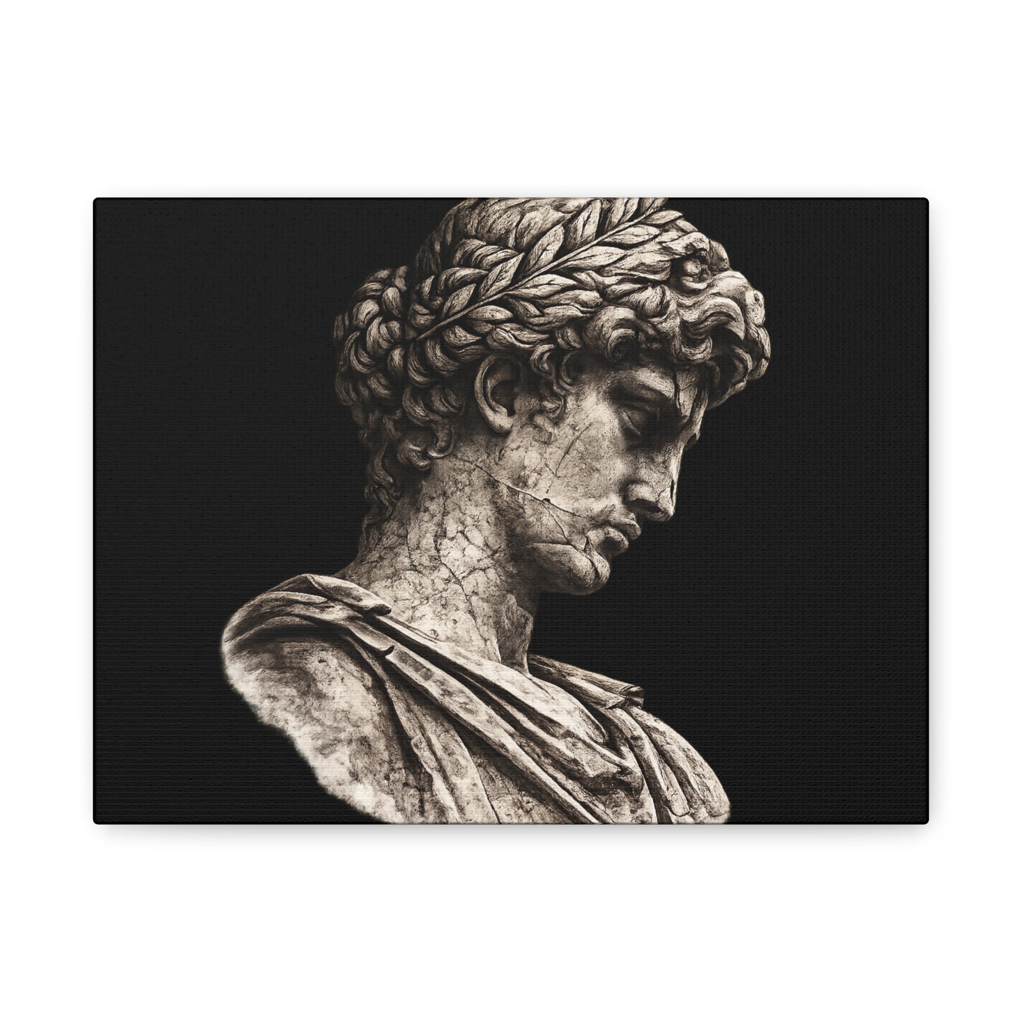 Classical Roman Bust Matte Canvas Wall Art — Stretched Gallery Canvas - Sculpted Heritage
