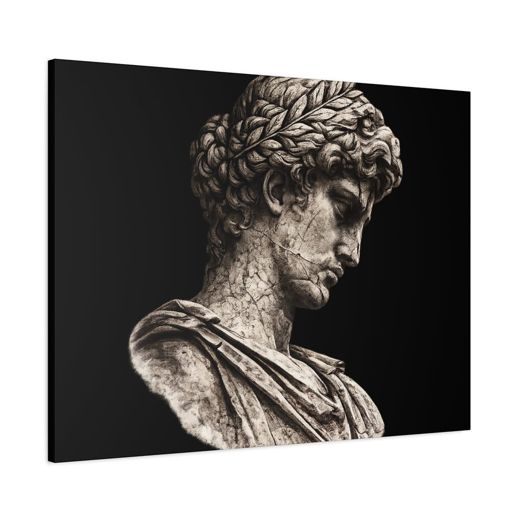 Classical Roman Bust Matte Canvas Wall Art — Stretched Gallery Canvas - Sculpted Heritage
