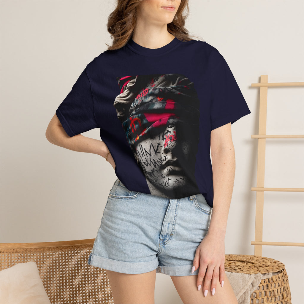 Sculpted Heritage T-Shirt — Street Art Blindfolded Bust Design - Sculpted Heritage