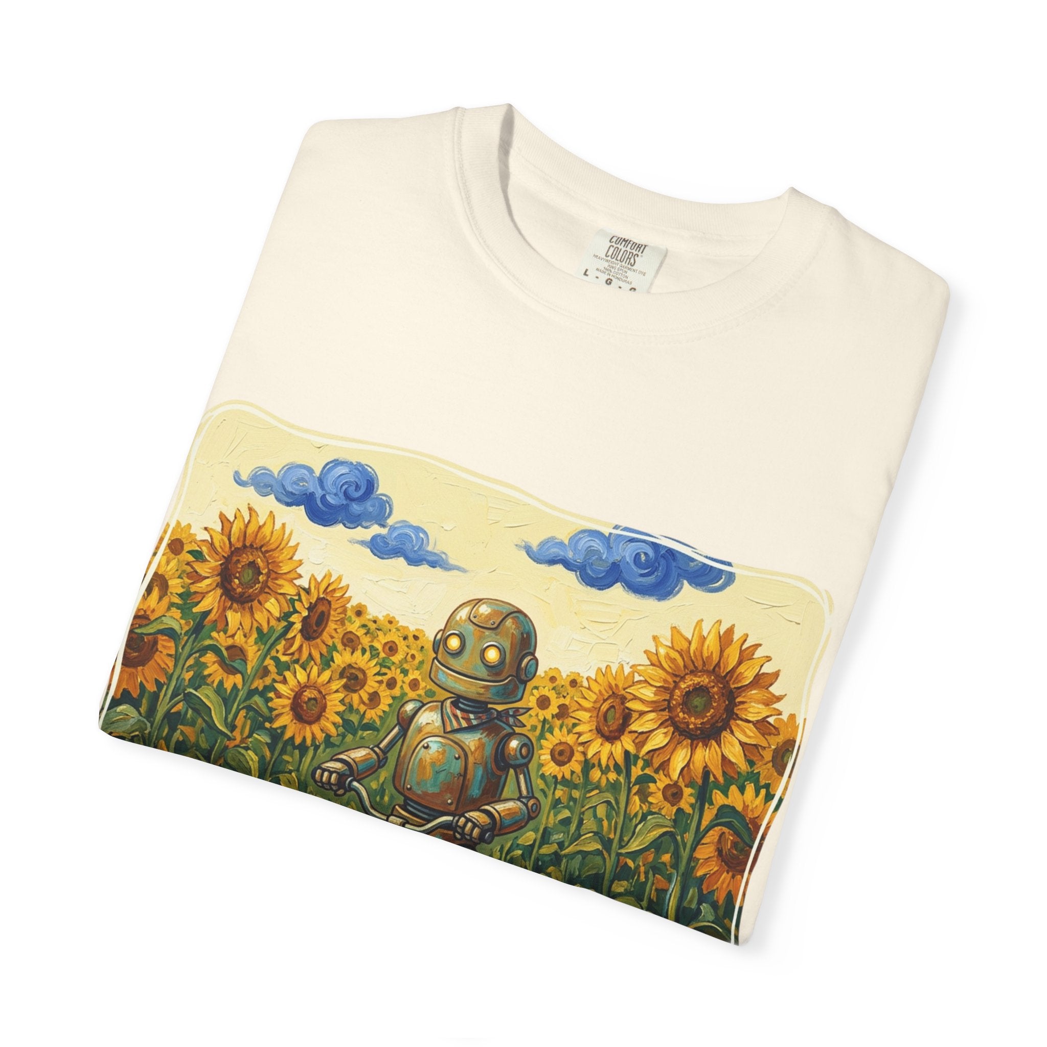 Sunflower Path Robot Biker T-Shirt - Sculpted Heritage
