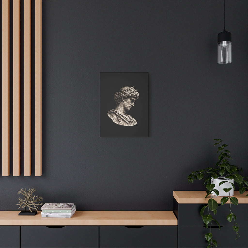 Classical Roman Bust Matte Canvas Wall Art — Stretched Gallery Canvas - Sculpted Heritage