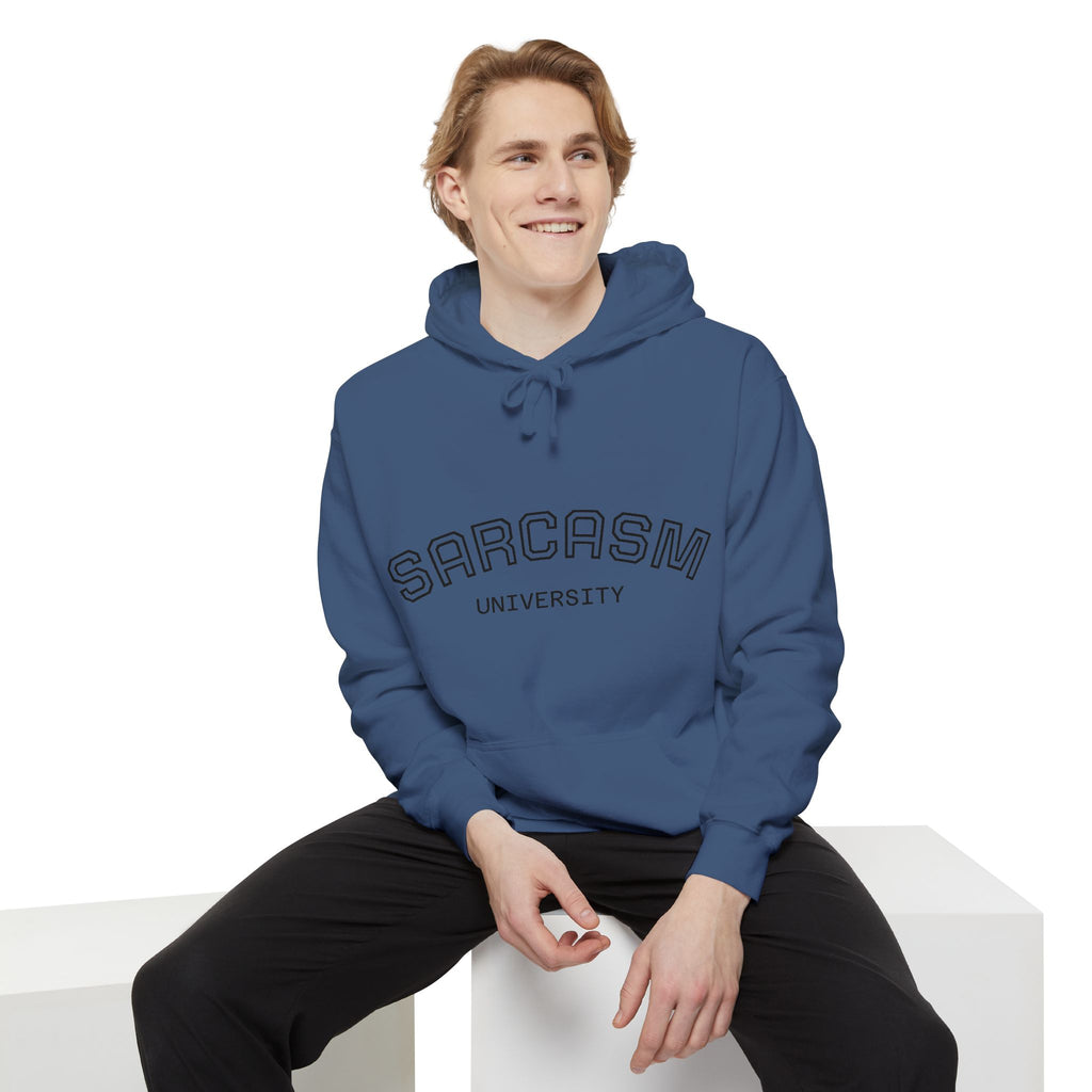 Sarcasm University Hoodie — Funny Collegiate Pullover - Sculpted Heritage