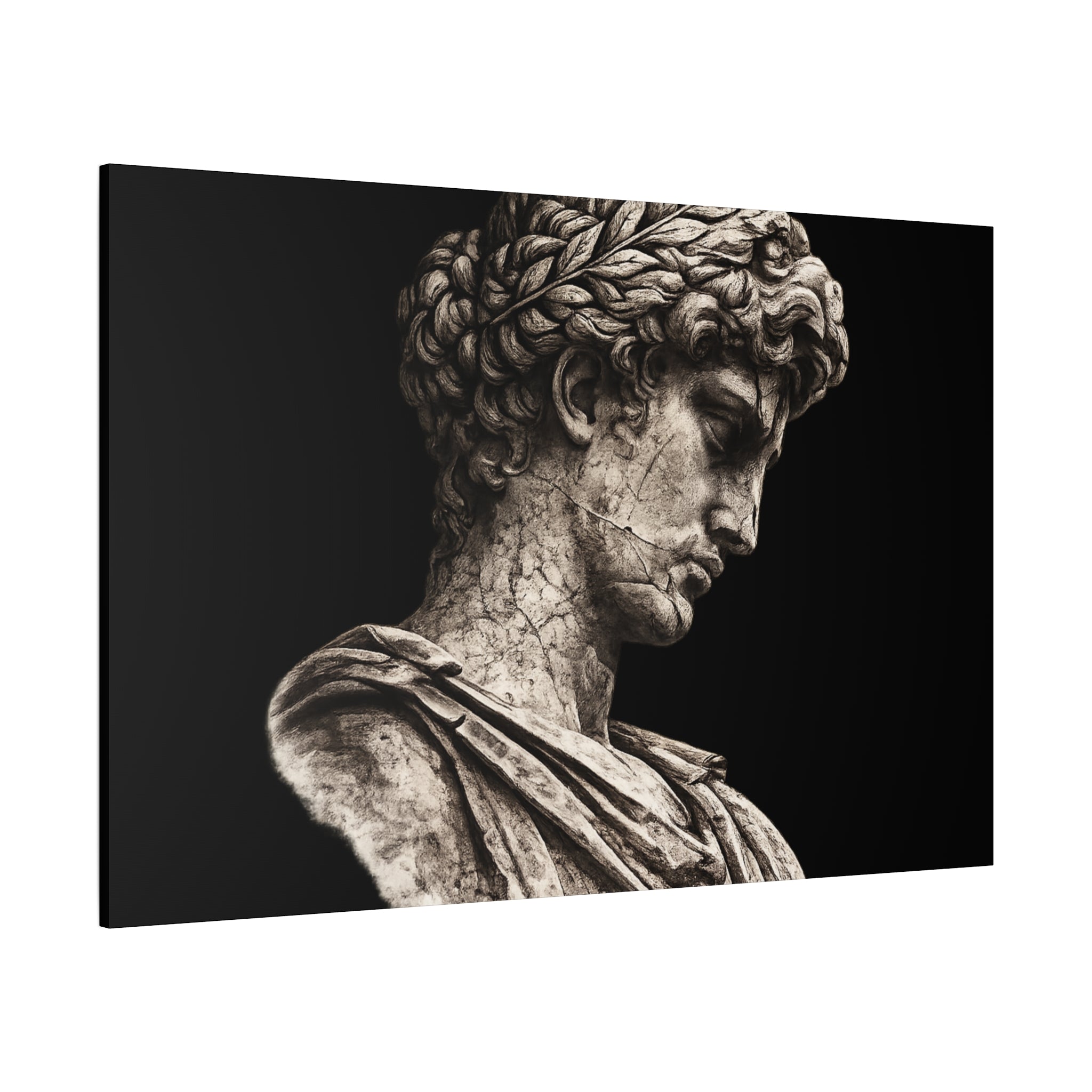 Classical Roman Bust Matte Canvas Wall Art — Stretched Gallery Canvas - Sculpted Heritage