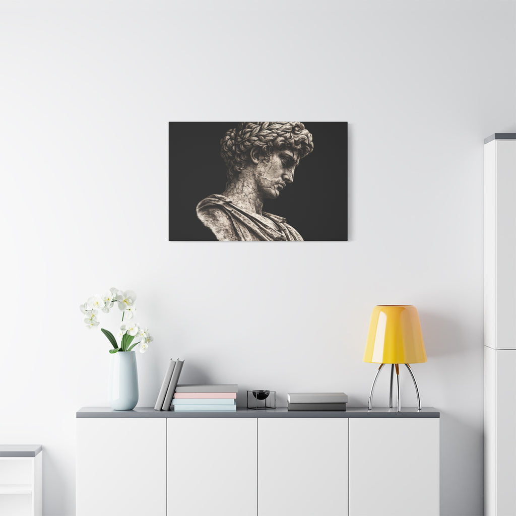 Classical Roman Bust Matte Canvas Wall Art — Stretched Gallery Canvas - Sculpted Heritage