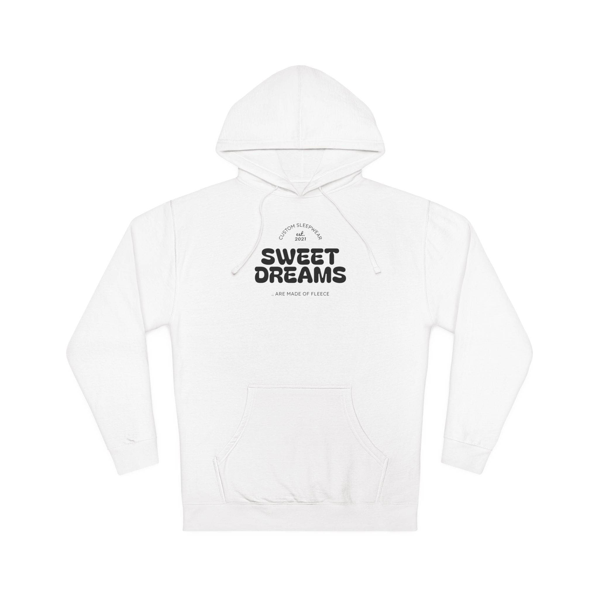 Sweet Dreams Hoodie — Cozy White Pullover with Retro 'SWEET DREAMS' Typography - Sculpted Heritage